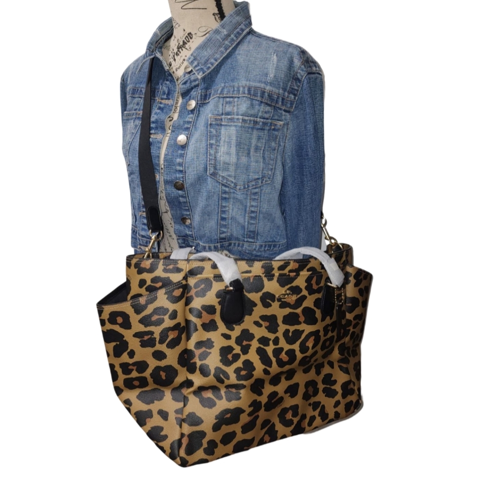 Coach leopard print diaper bag.